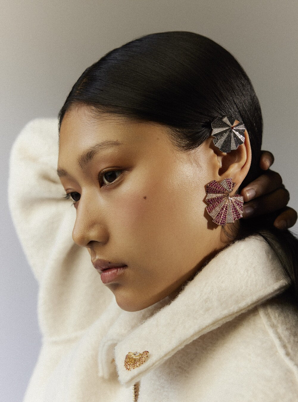 Arche Earrings, Diamonds & Rubies, Rose gold