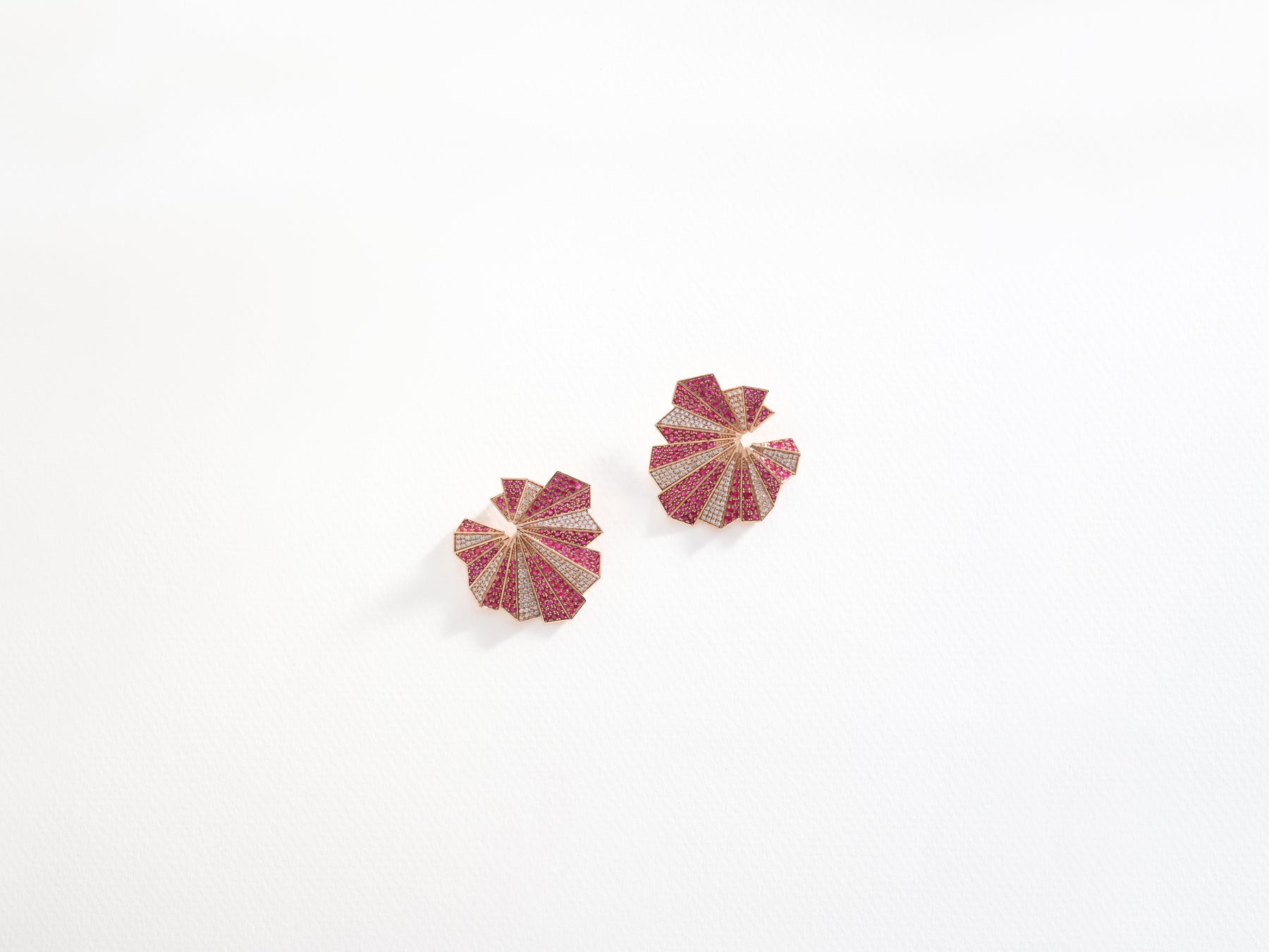 Arche Earrings, Diamonds & Rubies, Rose gold